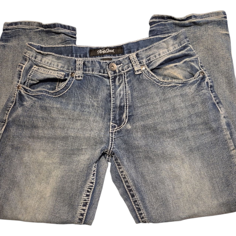 True Luck Relaxed Blue Jeans with Vintage Wash